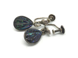 Vintage Abalone Shell Sterling Silver Earrings