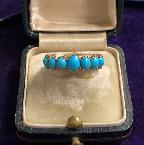 18ct Gold Georgian Turquoise Half Hoop