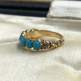 18ct Gold Georgian Turquoise Half Hoop