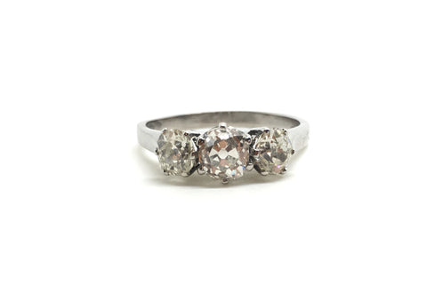 1.70ct Three Stone Old Cut Diamond Ring