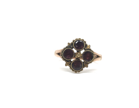 Antique Floral Garnet Ring