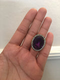 Large Antique Amethyst and Pearl Cocktail Ring