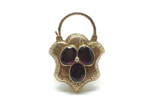 Victorian Engraved Garnet Padlock