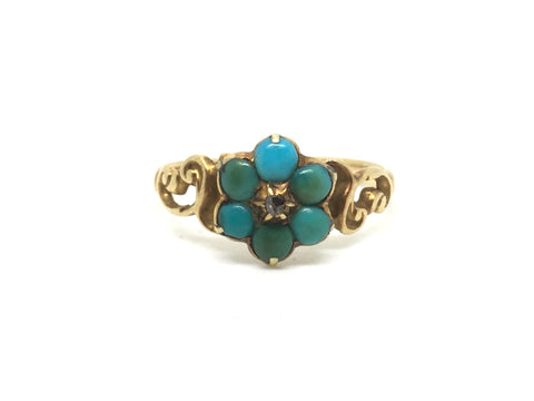 18ct gold Victorian Gold Turquoise and Diamond Ring