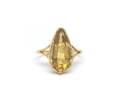Pear Shape Citrine Ring