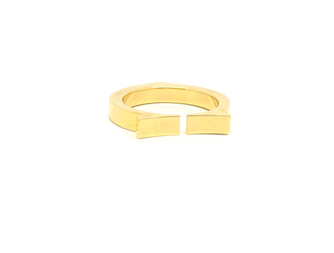 Cartier Flat C 18 Carat Rose - Yellow Gold Ring with Cartier Ring Box