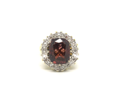 Vintage Garnet and Diamond Ballerina Ring in 18 Carat Gold