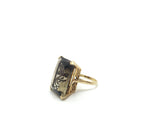 Reserved - Vintage Smoky Quartz  Gold Cocktail Ring - Ishy Antiques