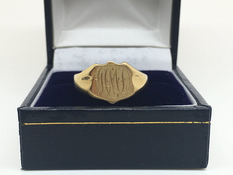 18 ct Gold Monogrammed Signet Ring - Ishy Antiques