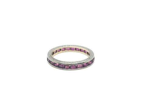 18ct White and Yellow Gold Art Deco Ruby Eternity Ring