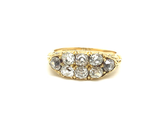 Victorian Two Row Old cut Diamond Ring in 18ct Gold