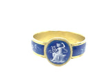 Rare French 19th Century Enamel Ring Depicting the Muse Terpsichore