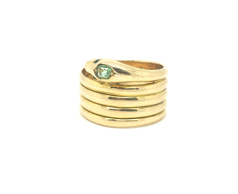 Reserved Victorian 18ct Gold Emerald Set Snake Ring