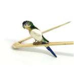 15ct Gold Pearl and Enamel Parrot Brooch - Ishy Antiques