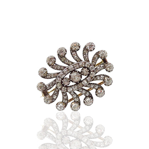 Georgian Old Cut Diamond Set Spray Brooch