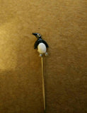 Art Deco 1930's - 40's Sterling Silver Hand Painted Enamel Miniature Penguin Pin - Ishy Antiques