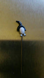Art Deco 1930's - 40's Sterling Silver Hand Painted Enamel Miniature Penguin Pin - Ishy Antiques