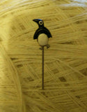 Art Deco 1930's - 40's Sterling Silver Hand Painted Enamel Miniature Penguin Pin - Ishy Antiques