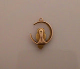 15ct gold Ruby Eyes Owl and Moon Pendant - Ishy Antiques