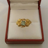 Stunning 18ct Emerald Vine Leaf Ring - Ishy Antiques
