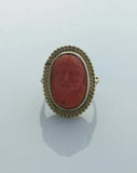 Antique Carved Coral and Gold Statement Ring - Ishy Antiques