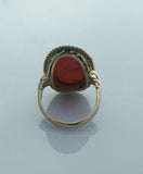 Antique Carved Coral and Gold Statement Ring - Ishy Antiques