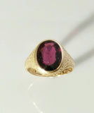 Victorian 15ct Gold Amethyst Ring with detailed shoulders - Ishy Antiques
