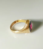 Victorian 15ct Gold Amethyst Ring with detailed shoulders - Ishy Antiques