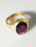 Victorian 15ct Gold Amethyst Ring with detailed shoulders - Ishy Antiques