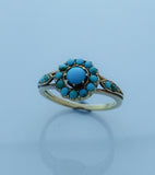 Stunning Victorian Gold Turquoise Cluster Ring - Ishy Antiques
