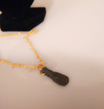18ct Gold Tassel Bracelet with Ptolemaic Period, 332-30 BC Egyptian Glazed Hand Amulet Pendant - Ishy Antiques
