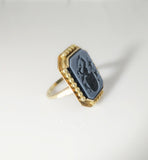 Stunning engraved intaglio shield ring - Ishy Antiques