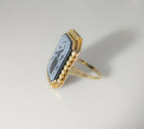 Stunning engraved intaglio shield ring - Ishy Antiques