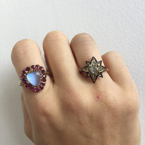 Moon Stone Heart Ring IxHcollab The Ruby and Moonstone Heart Ring