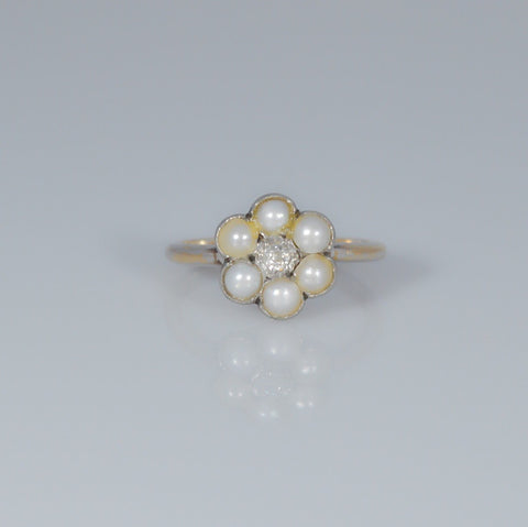IxHcollab 18ct gold Diamond and Pearl Ring - Ishy Antiques