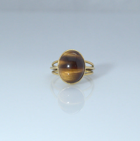 18ct Gold Tigers Eye Ring - Ishy Antiques