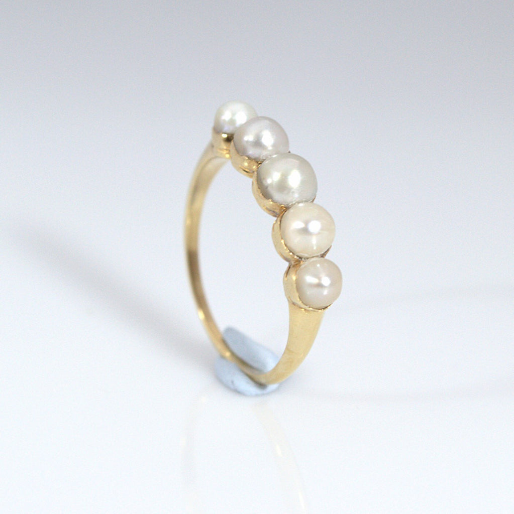 Beautiful 18ct Gold Victorian 5 Pearl Band – Ishy Antiques
