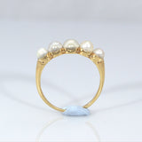 Beautiful 18ct Gold Victorian 5 Pearl Band - Ishy Antiques