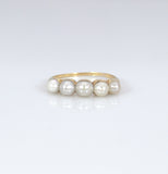 Beautiful 18ct Gold Victorian 5 Pearl Band - Ishy Antiques