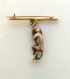 Incredible Continental Gold, Silver and Pearl Monkey Brooch - Ishy Antiques
