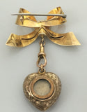Carrington and Co 9ct Gold Bow and Heart (with glazed compartment) Brooch - Ishy Antiques