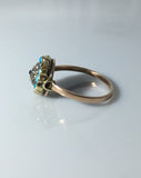 Victorian Turquoise, Pearl and Garnet Cluster Ring - Ishy Antiques