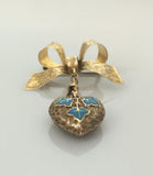 Carrington and Co 9ct Gold Bow and Heart (with glazed compartment) Brooch - Ishy Antiques
