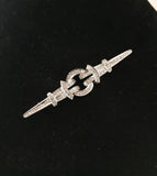 Geometric White Gold Diamond Brooch - Ishy Antiques