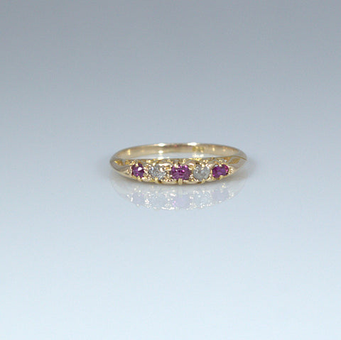 18ct Gold Ruby and Diamond Band - Ishy Antiques