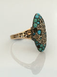 Victorian Anchor Turquoise Ring - Ishy Antiques
