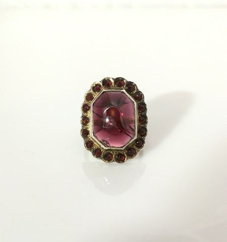 Cracked Garnet Statement Victorian Ring - Ishy Antiques