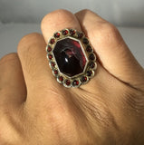 Cracked Garnet Statement Victorian Ring - Ishy Antiques