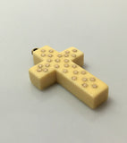 Antique Inlaid Bone Cross with Gold Stars - Ishy Antiques