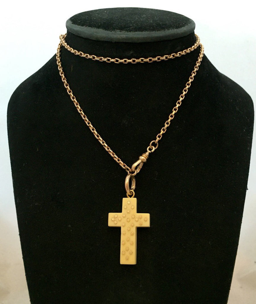 Antique Inlaid Bone Cross with Gold Stars – Ishy Antiques